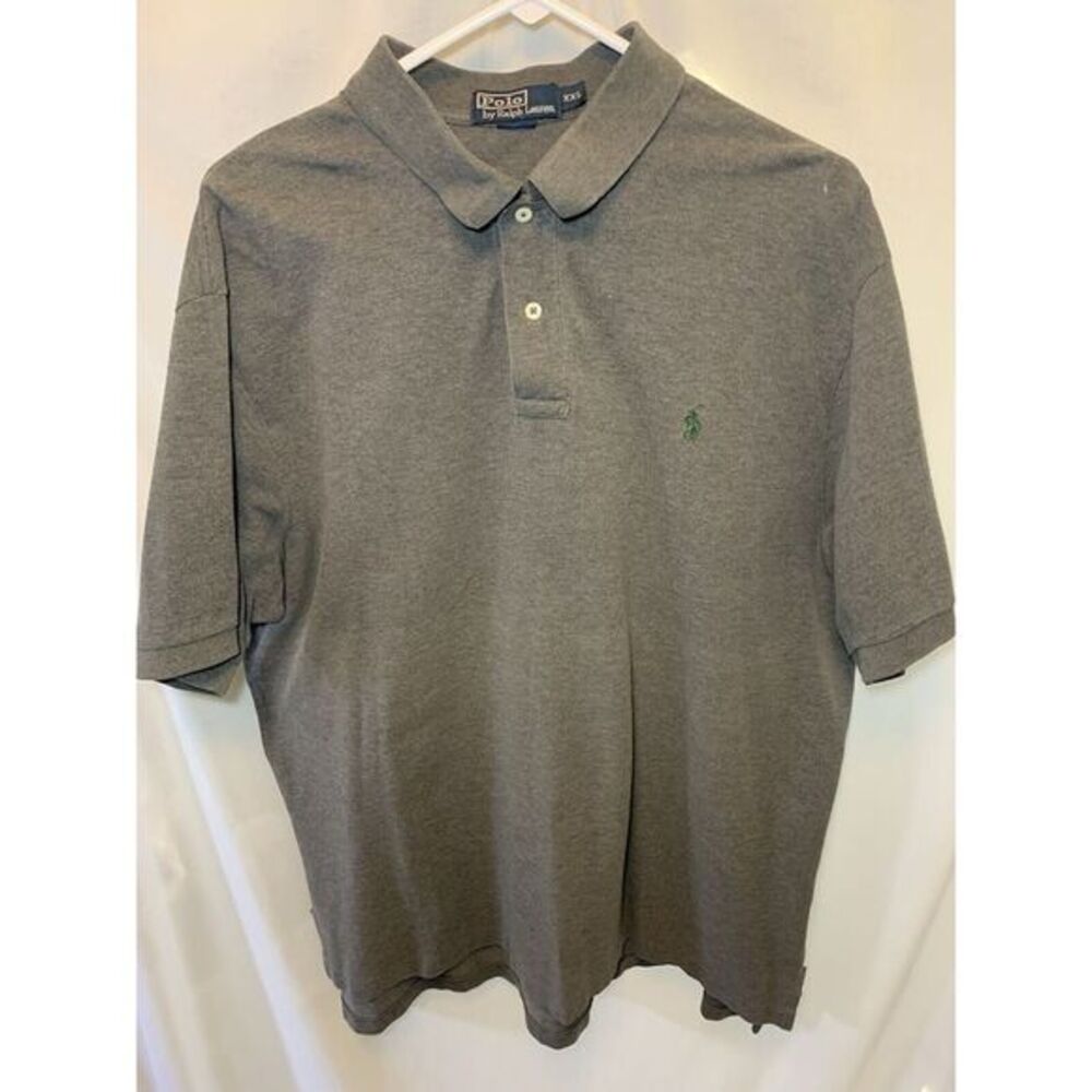 Mens Polo By Ralph Lauren XXL Grey Cotton‎ Collared Polo Golf Short Sleeve Shirt